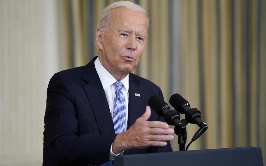 President Joe Biden speaks about the COVID-19 response and vaccinations in the State Dining Room of the White House, Friday, Sept. 24, 2021, in Washington. (AP Photo/Patrick Semansky)