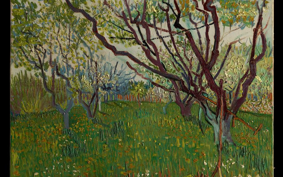 Vincent Van Gogh painted "The Flowering Orchard," in 1888 during his stay in Provence, France, and attests to his interest in Japanese prints.