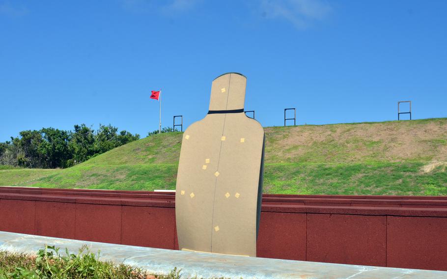 A pop-up target at the new Mason Live Fire Range Complex, which is part of the 4,000-acre Camp Blaz that officially opened in January 2023.