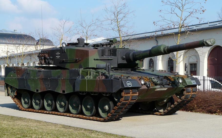 Leopard 2 A4 Main Battle Tank in the Bundeswehr Military History Museum in Dresden.