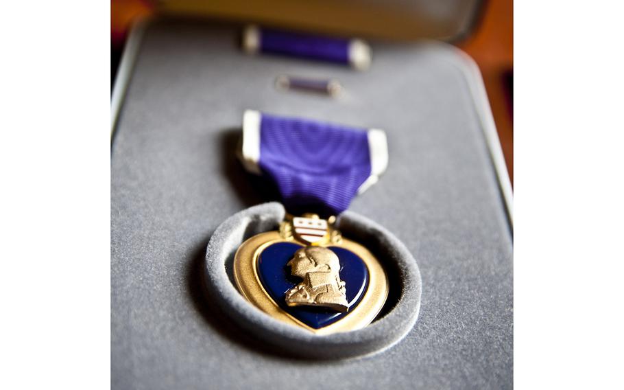 The Purple Heart medal.