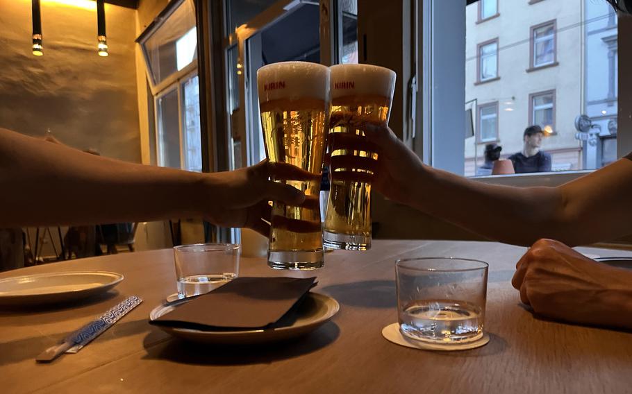 A Kirin draft toast at Muku in Frankfurt, Germany. The restaurant also offers an extensive sake list.