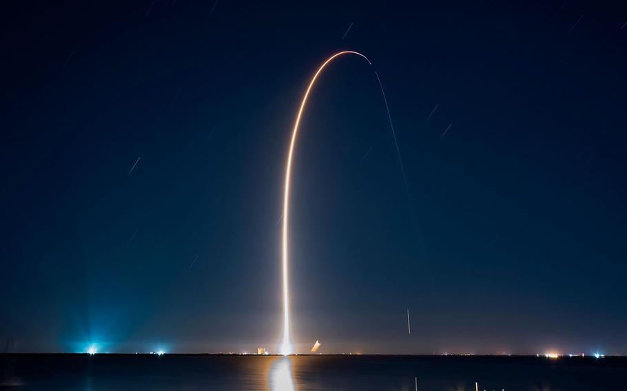 A SpaceX Falcon 9 launches from Cape Canaveral Space Force Station on April 5, 2024.
