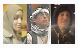 Police released images of several people who they believe were involved in two recent Israeli flag thefts in Manhattan. (NYPD/TNS)