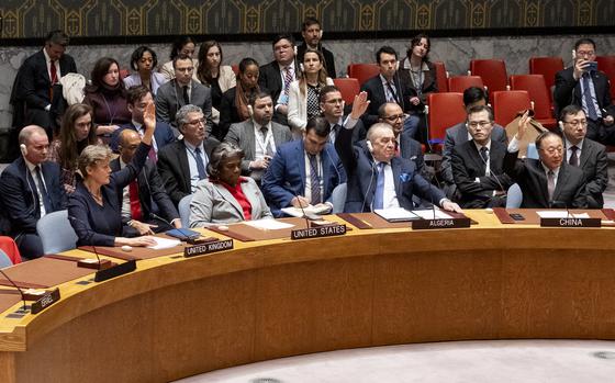 Linda Thomas-Greenfield, United States Ambassador to the United Nations, abstains her vote as the U.N. Security Council passes a cease-fire resolution in Gaza on March 25, 2024.