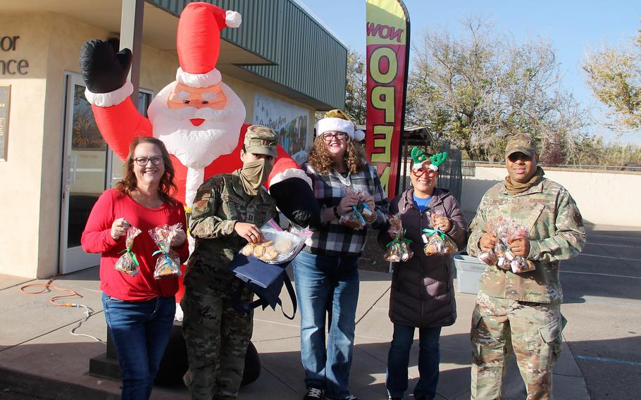 The Holloman AFB Airmen Cookie Drive provides cookies to airmen staying in the base dorms through the holidays.
From left to right: Michelle Gill, Estrella Cardenas, Hannah McCormick, Sarah Marshall and Sterling Wynn.