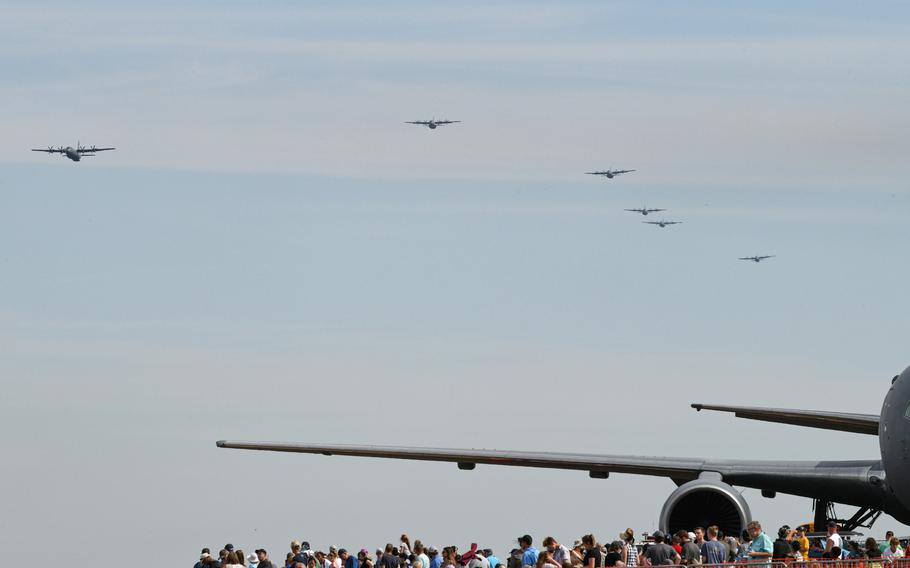 C-130 Hercules aircraft from across Team Little Rock participate in a Capabilities Exercise (CAPEX) during the Thunder Over the Rock Air Show at Little Rock Air Force Base, Oct. 21, 2023. 