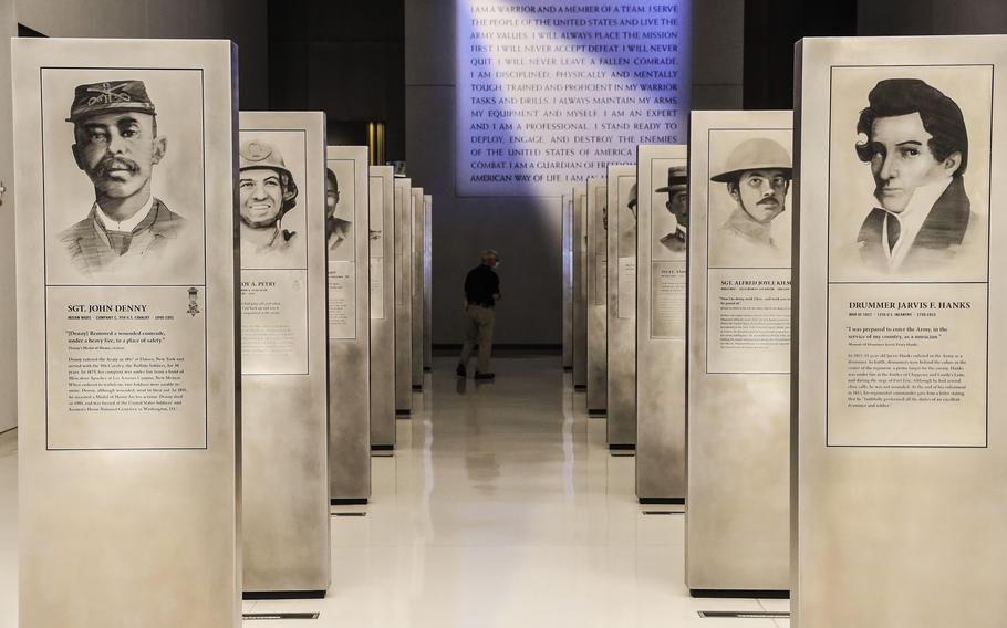 Tne Soldiers' Stories Gallery at the National Museum of the United States Army on its reopening day, June 14, 2021.