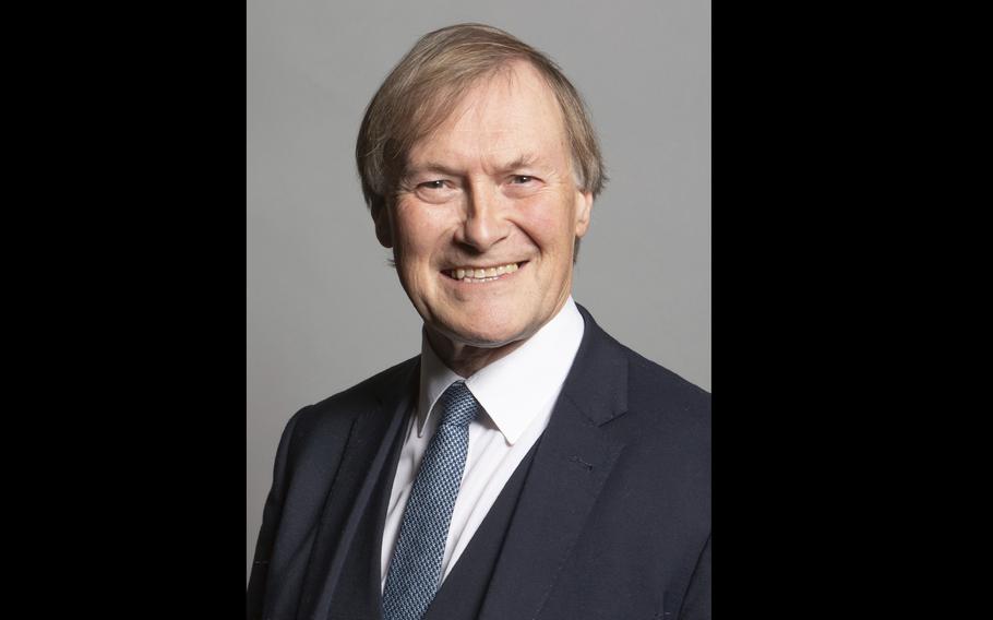 This is an undated photo issued by UK Parliament of Conservative Member of Parliament, David Amess. Police have been called to an incident in eastern England amid reports a lawmaker has been stabbed during a meeting with constituents. Sky News says Conservative lawmaker David Amess was attacked in the town of Leigh-on-Sea on Friday, Oct. 15, 2021. Amess’ London office confirmed police and ambulance had been called but had no other details. Amess has been a member of Parliament since 1997. 