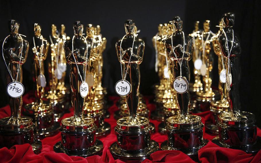 Oscar statuettes are seen at the 86th Annual Academy Awards in Hollywood, Calif., on March 2, 2014.