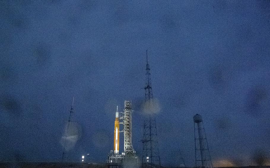 NASA is going to attempt to launch its massive Space Launch System rocket and Orion spacecraft to the moon next week, but is keeping an eye on a storm that could force a postponement.
