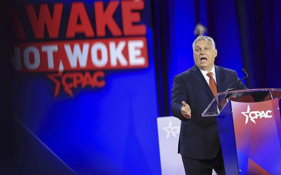 Hungarian Prime Minister Viktor Orban speaks at the Conservative Political Action Conference in Dallas, Texas, on Aug. 4, 2022.