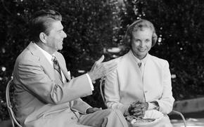 FILE - President Reagan presents his Supreme Court nominee Sandra Day O'Connor to members of the press in the White House Rose Garden, July 15, 1981, prior to their Oval Office meeting. O'Connor, who joined the Supreme Court in 1981 as the nation's first female justice, has died at age 93. (AP Photo, File)
