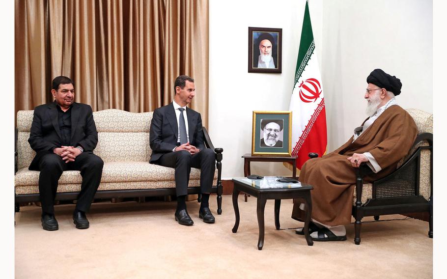 Iran’s Supreme Leader Ayatollah Ali Khamenei meets with Syrian President Bashar al-Assad, in Tehran, Iran May 30, 2024. 
