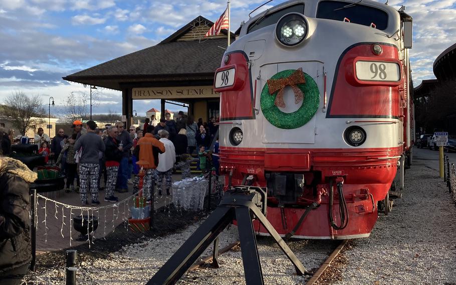 A train waits to take visitors to the North Pole on the Polar Express. 