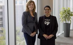 In this image provided by the Office of the Director of National Intelligence, diversity leaders with the Office of the Director of National Intelligence Sherry Van Sloun, left, and Stephanie La Rue pose for a photo in Virginia, on May 12, 2022. The national reckoning over racial inequality sparked by George Floyd's murder two years ago has gone on behind closed doors inside America's intelligence agencies. Publicly available data, published studies of its diversity programs, and interviews with retired officers indicate spy agencies have not lived up to years of commitments made by their top leaders, who often say diversity is a national security imperative.  (Office of the Director of National Intelligence via AP)