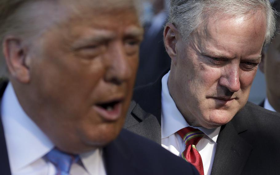 Then-President Trump and Chief of Staff Mark Meadows at the White House in 2020.