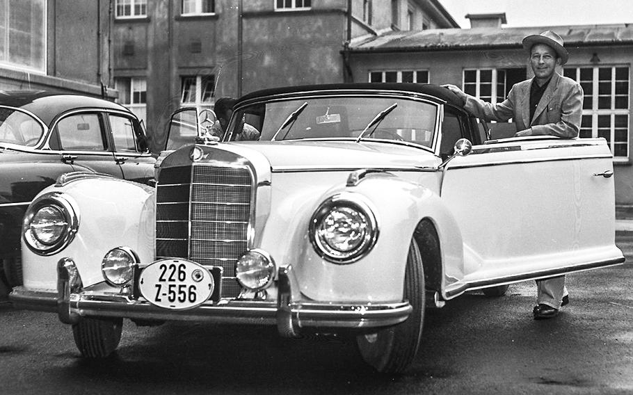 Bing Crosby and his new Mercedes car