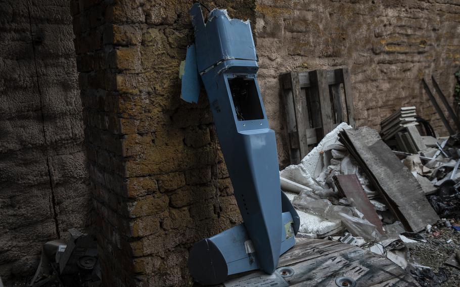 Fragments of two Shahed drones at a secret workshop in the Mykolaiv region. The wreckage included pieces that appeared to have been manufactured in the United States, Asia and Europe, despite sanctions limiting Iran's access to such technology.