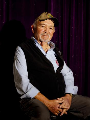 Veteran Richard Lucero, a supporter of Rep. Ruben Gallego, poses at American Legion Post 41 near Grant Park. 