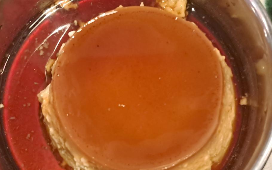 Coconut flan at El Pacifico, a Mexican restaurant in Frankfurt, Germany.