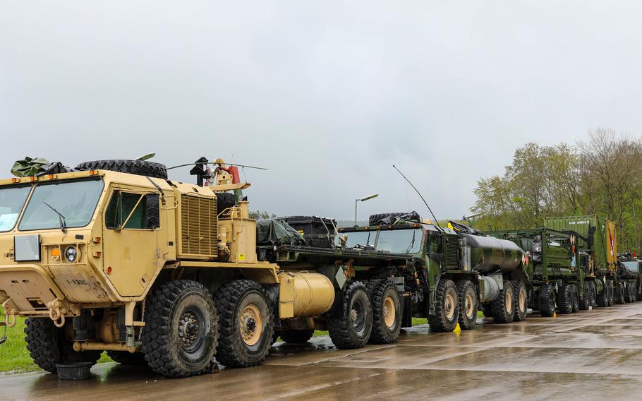 The Vilseck, Germany-based 2nd Cavalry Regiment prepares for exercise Griffin Shock, May 11, 2023. The exercise calls for expanding the U.S.-led force from a battalion to a brigade-sized element. The exercise ends May 26.