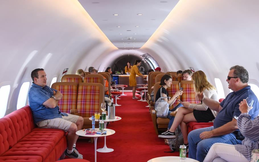 In the Connie bar at the TWA Hotel in New York’s JFK airport. 