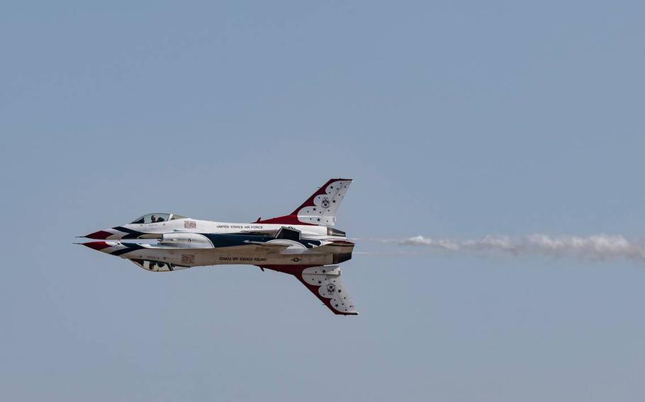 The U.S. Air Force Thunderbirds perform at the California Capital Airshow on Sept. 24, 2023, at Mather Airport.