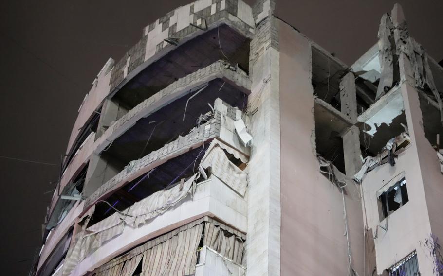 A damaged apartment is seen after being hit by an Israeli targeted strike.