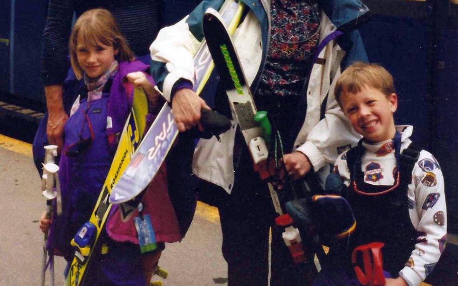 Jimmy Reed, far right, poses in 1997 with his family during a ski trip in Germany.