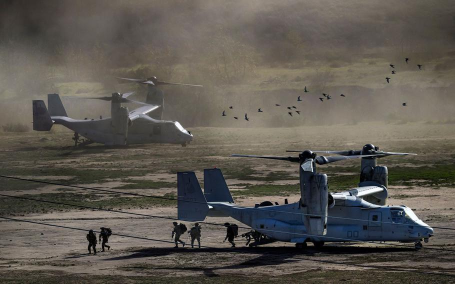 Marines and sailors take part in the annual Steel Knight training exercise, on Monday, Dec. 5, 2022 at Camp Pendleton. The drills simulate island warfare for potential future conflicts in the Indo-Pacific region.