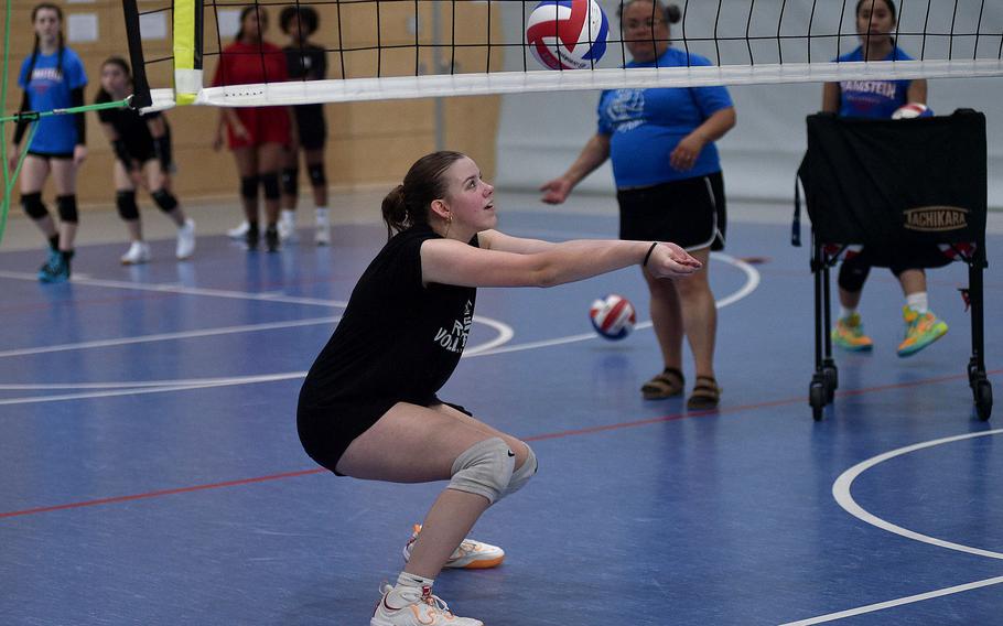 Marlee Storch bumps the ball.