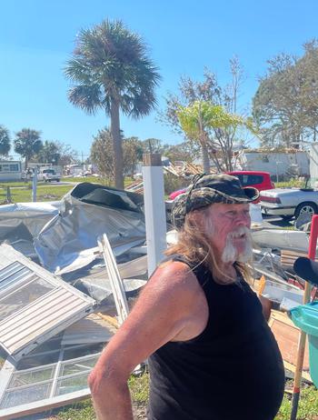Veteran Glenn Galway discusses the damage Hurricane Ian caused to his home in Englewood, Fla.