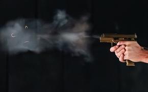 A Sig Sauer M18 is shot during a Tactical Leadership Course within the U.S. Central Command area of responsibility, Jan. 23, 2025. Sig Sauer M18s are used as a standard sidearm for the 379th Expeditionary Security Forces Squadron due to the modular design, allowing for efficient customization and maintenance. (U.S. Air Force photo by Airman 1st Class Zeeshan Naeem)