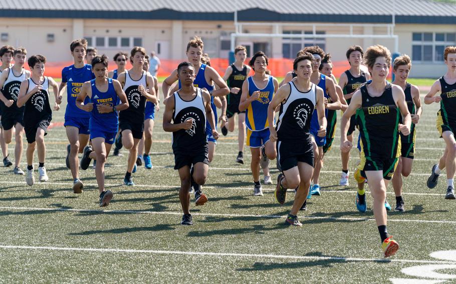 Robert D. Edgren's boys cross-country team edged out Yokota by five points and Zama American by 35 in Saturday's meet.