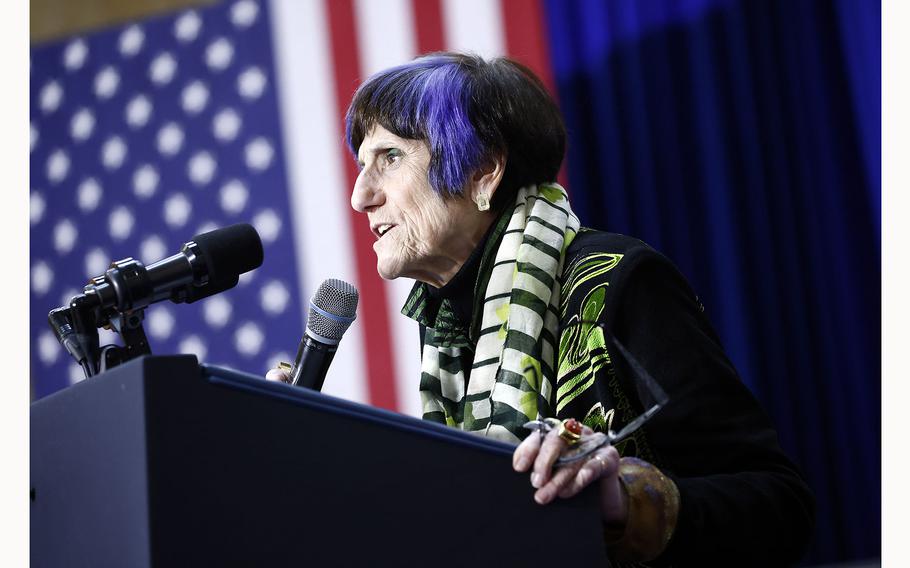 Rep. Rosa DeLauro, attends a rally in Union Station in Washington, D.C., on April 9, 2024. DeLauro, the top Democrat on the House Appropriations Committee, is the author of legislation in the last Congress that called for screening U.S. capital flowing into Chinese tech.