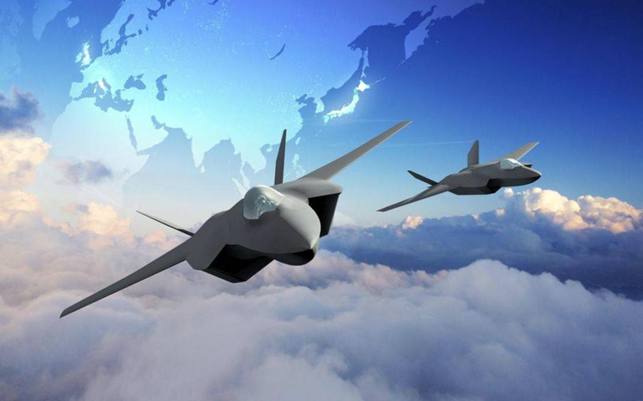 This rendering from Japan's Ministry of Defense shows a state-of-the-art fighter under development by Japan, the United Kingdom and Italy. 