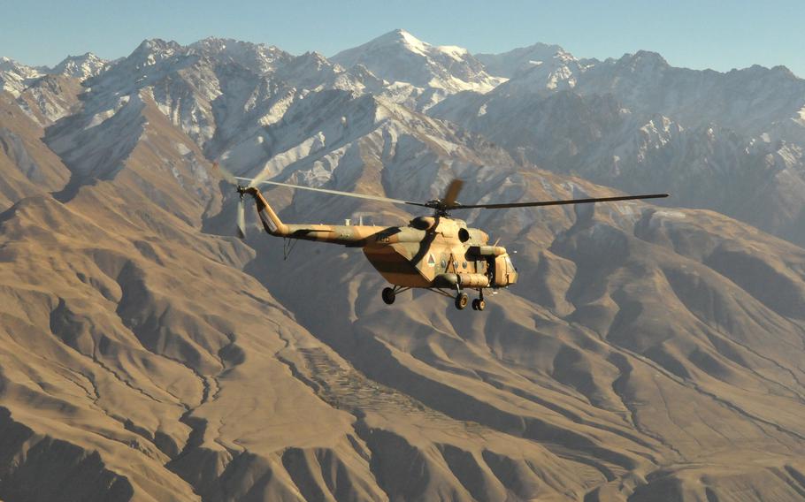 An Mi-17 helicopter over Afghanistan in 2010. 