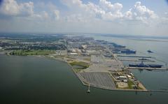 An aerial view of Norfolk Naval Station, the largest naval base in the world. 