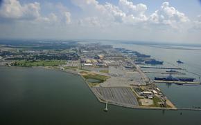 An aerial view of Norfolk Naval Station, the largest naval base in the world. 