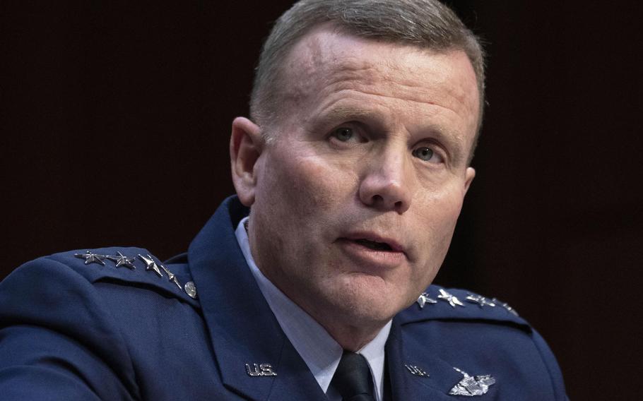 Gen. Tod D. Wolters, commander of U.S. European Command and Supreme Allied Commander Europe, testifies at a Senate Armed Services Committee hearing on Capitol Hill in 2020. Wolters said during a Sept. 29, 2021, security forum hosted by the Center for European Policy Analysis that if NATO is going to remain successful, it will need more cyberwarfare capability to fight adversaries seeking to undermine the alliance.