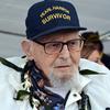 Ira Schab, 102, who was a musician aboard the USS Dobbin during the Dec. 7, 1941, attack on Pearl Harbor, awaits the beginning of a commemoration of the event at the Pearl Harbor National Memorial, Dec. 7, 2022.