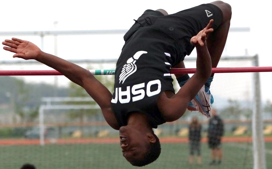 Osan sophomore Adrian Perry set a school record with a high jump of 1.83 meters, or 6 feet.