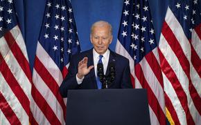 President Joe Biden delivers remarks on preserving and protecting democracy as Election Day approaches, at the Columbus Club at Union Station on Wednesday, Nov. 2, 2022, in Washington, D.C. (Kent Nishimura/Los Angeles Times/TNS)