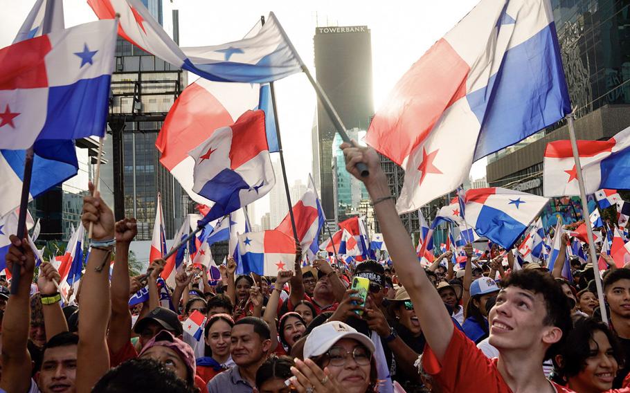 Protesters attend a demonstration to celebrate a court ruling against First Quantum Minerals, during Independence Day in Panama City on Tuesday. 