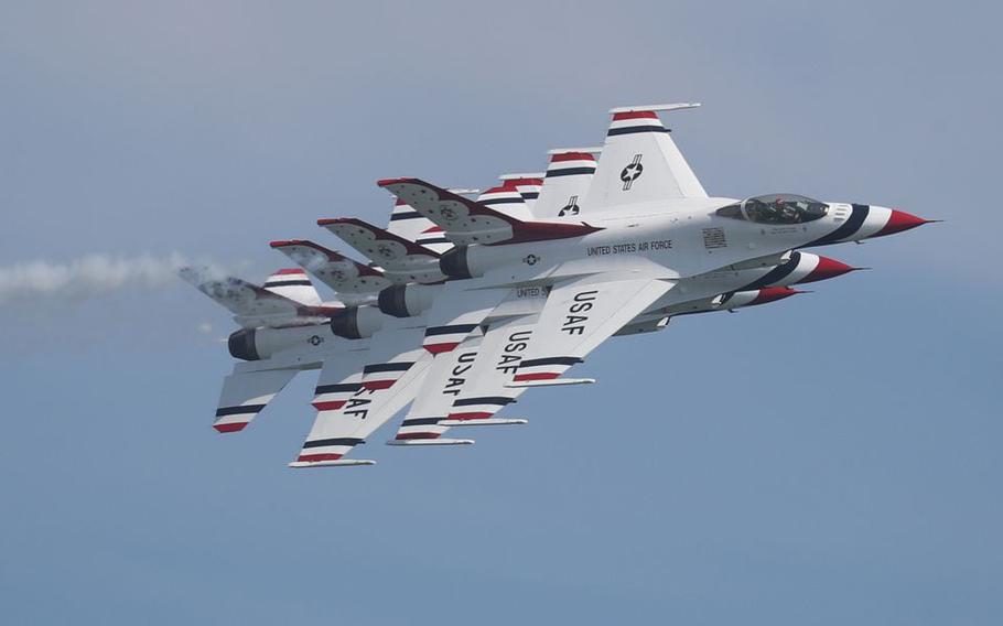 The U.S. Air Force Thunderbirds perform during the 2022 Meet AC Atlantic City Airshow. Atlantic City announced Wednesday, March 20, 2024, the airshow, a major summer event at the Shore, will go ahead thanks to a $300,000 infusion of cash from the South Jersey Transportation Authority.