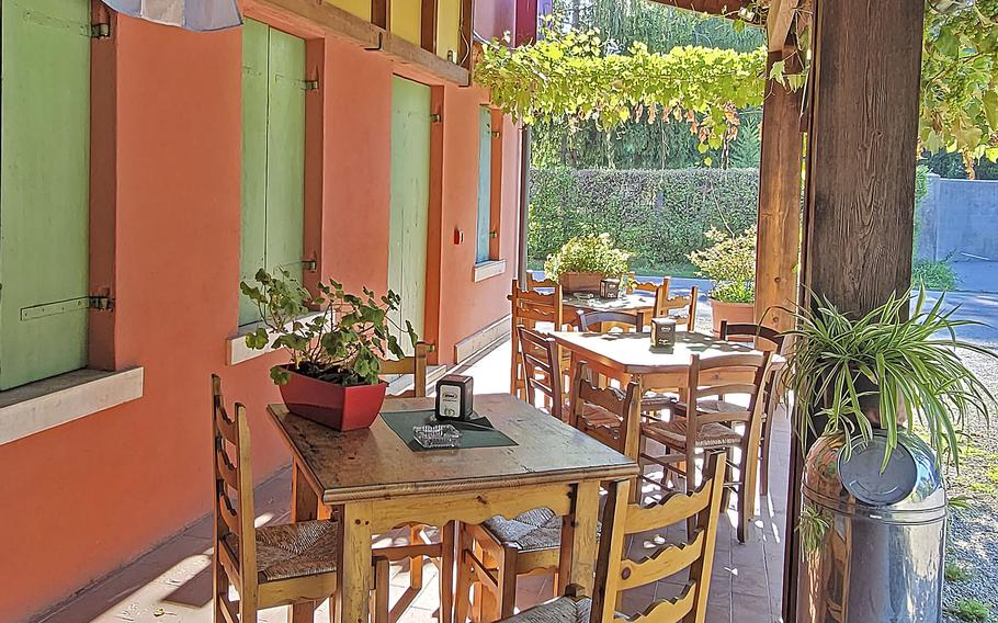 Outside seating at Osteria El Gaucho, in Mansue, Italy, which is about a 30-minute drive from Aviano Air Base.