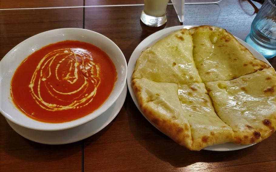 Masala, an Indian restaurant in Fussa, a western Tokyo suburb, serves a tasty mutton curry and cheese naan.