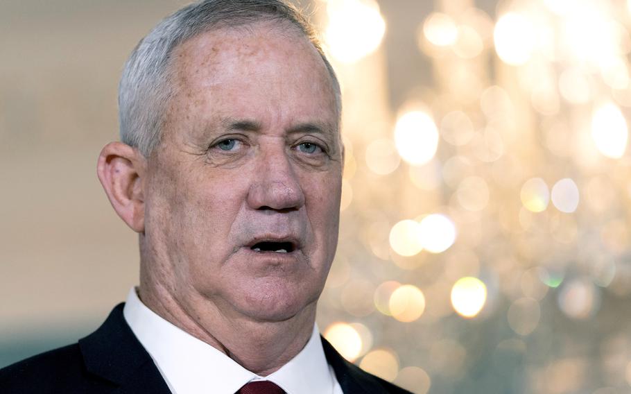 Israel’s Defense Minister Benny Gantz speaks while meeting with Secretary of State Antony Blinken, on June 3, 2021, at the State Department in Washington. Gantz headed to Morocco on Tuesday, Nov. 23, for an official visit to cement security ties just ahead of the first anniversary of their agreement to establish full diplomatic relations.
