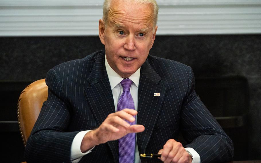 President Biden speaks at a meeting on June 22 at the White House.